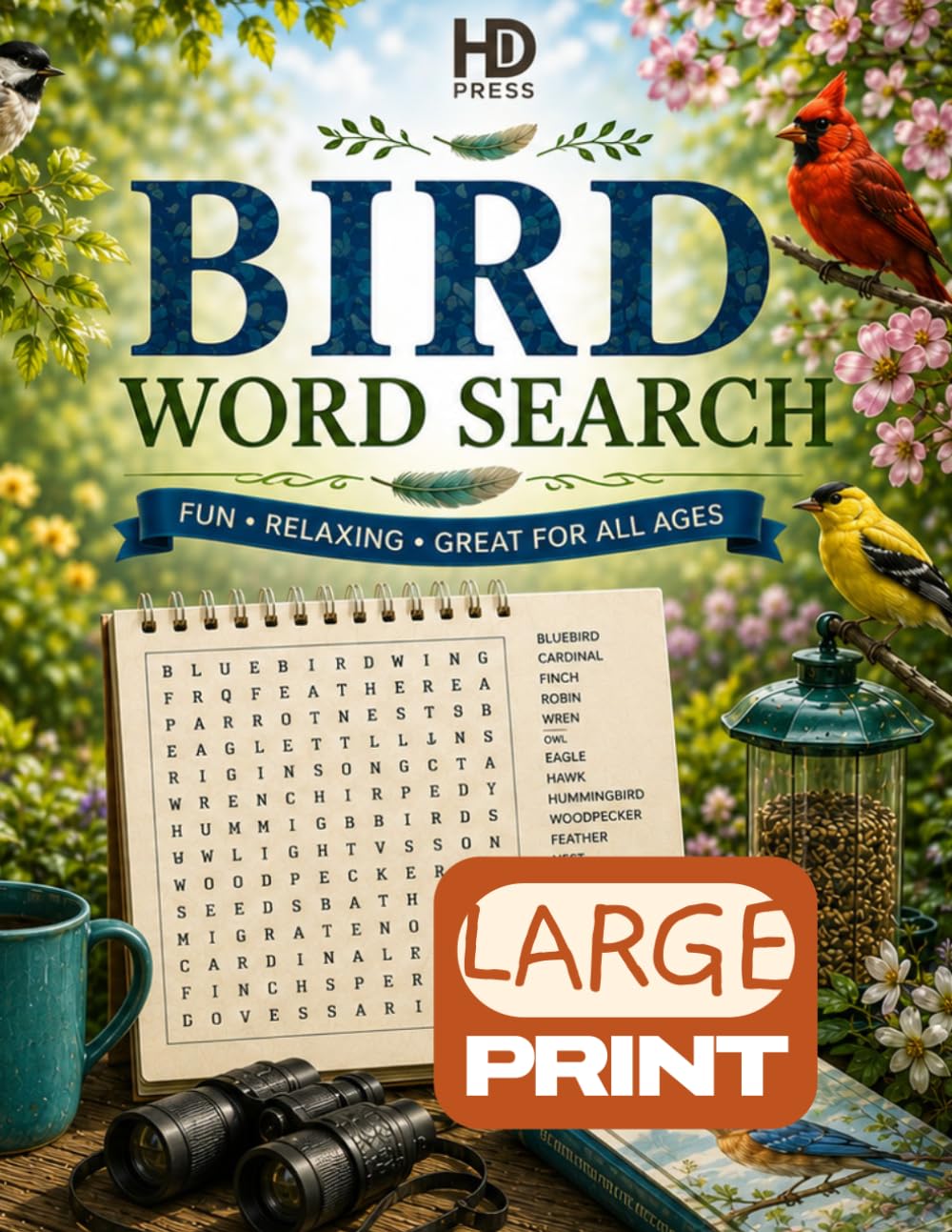 Bird Wordsearch: Over 100 Large Print Bird Themed Puzzles, With Fun Facts & Solutions, Fun & Relaxing for All Ages (HD Press Themed Wordsearch Puzzles)
