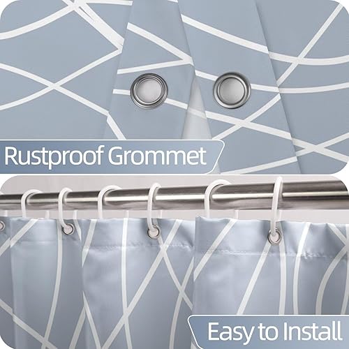 Miniatura 57 de Cortina de ducha pequeña a rayas gris claro degradado para baño, 36 x 72 pulgadas, juego de cortina de ducha geométrica para cabina de RV con Gris
