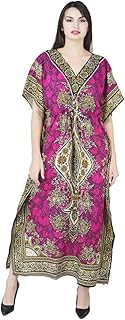 Womens Maxi Caftan Pink Kimono Lounge Wear Kaftan Printed Long Dress OneSize