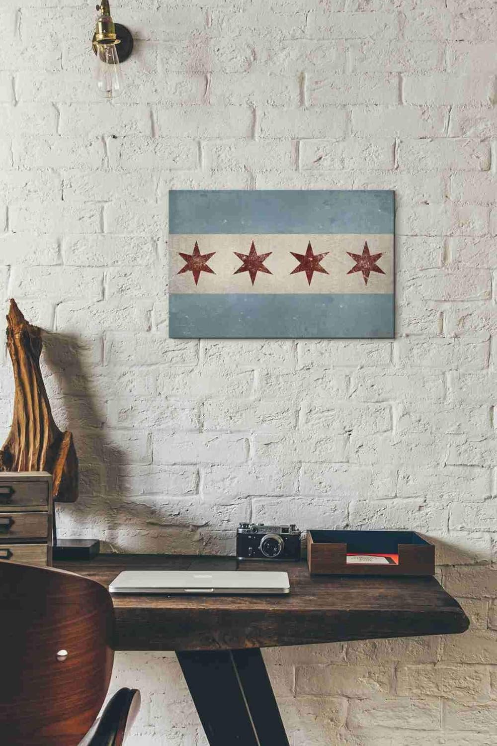 Epic Graffiti 'Chicago Flag' by Ryan Fowler, Canvas Wall Art, 18"x12"