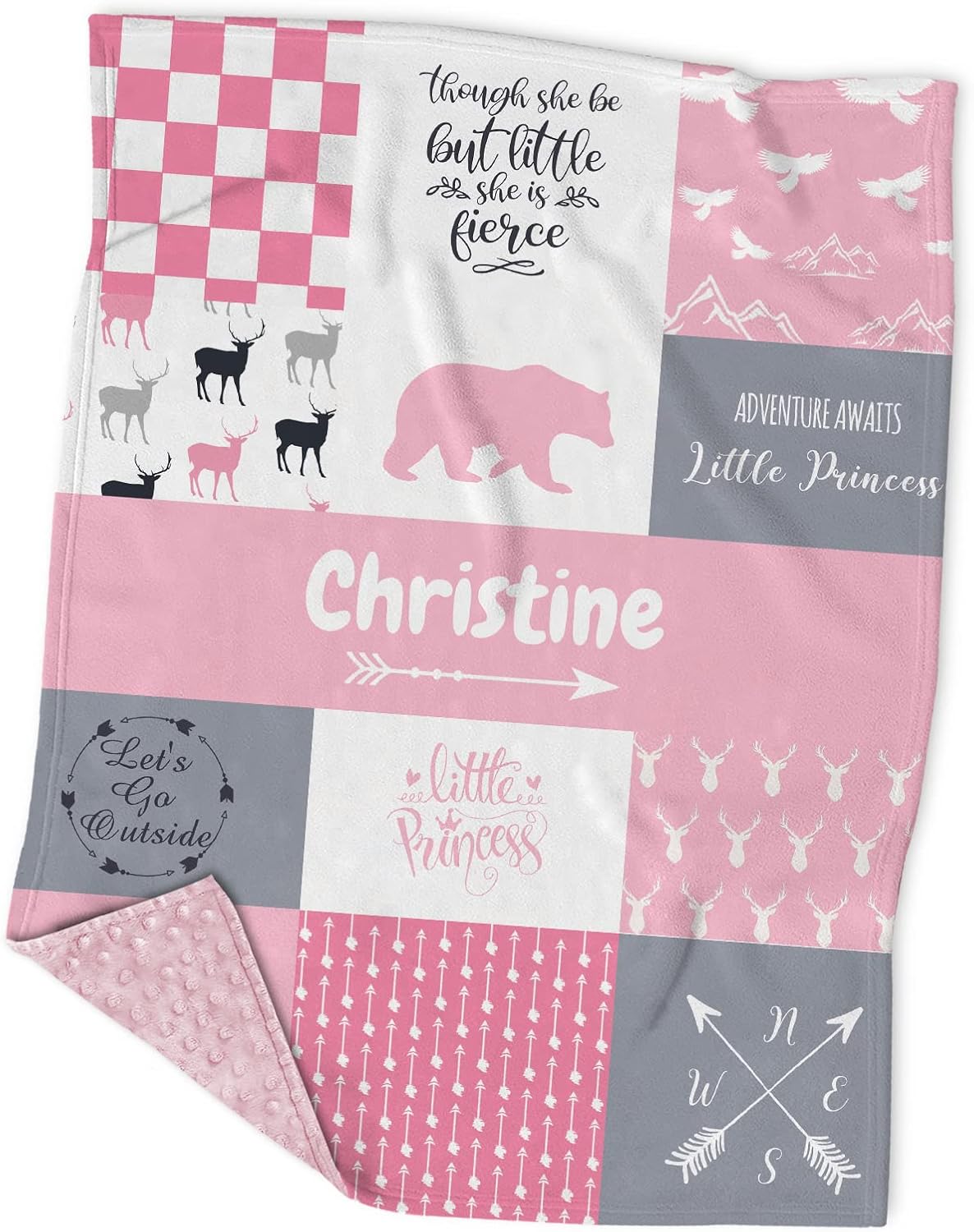 Personalized Motocross Minky Baby Blankets with Name, Customized Dirt Bike Patchwork Design Blankets for Boys Kids - Registry Gifts - Soft Plush Infant Toddler Baby Newborn Blanket