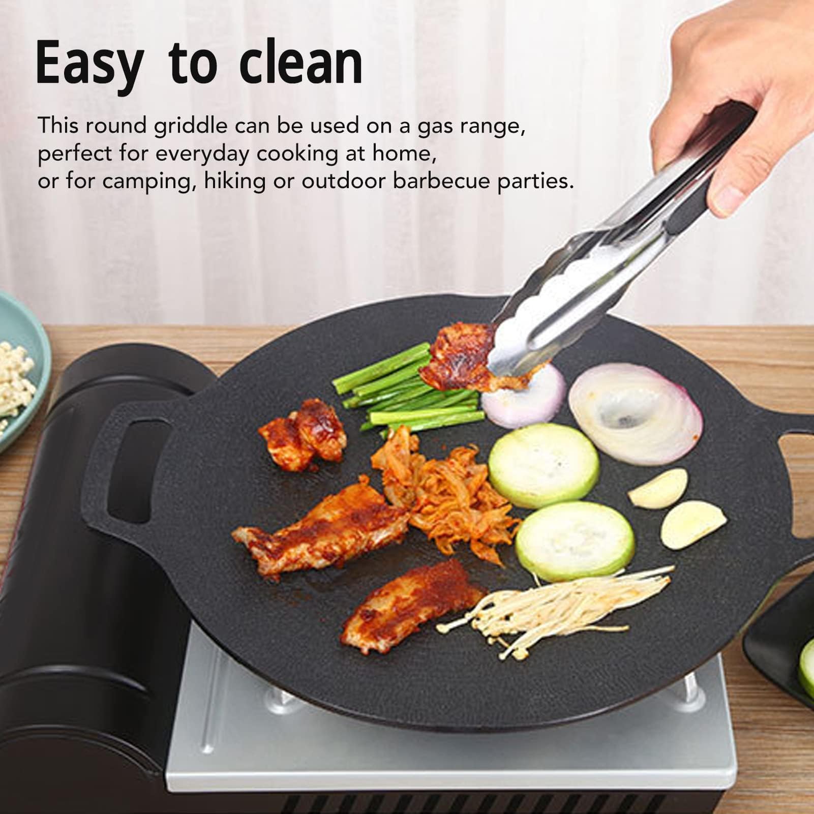 Padella Antiaderente, Padella Per Barbecue Coreana con Rivestimento a 6 Strati Per Campeggio All'aperto, Piastra Rotonda Per Barbecue con Fornello a Gas(33cm)