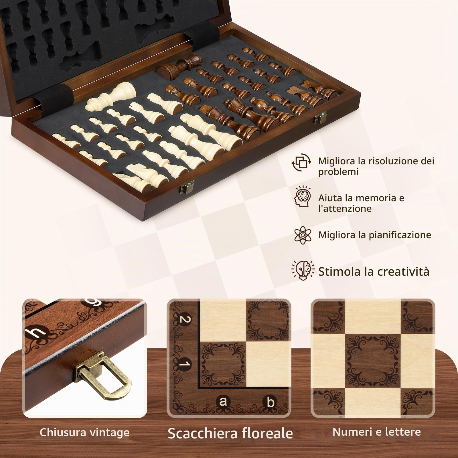 Peradix Grande Scacchi da Viaggio Magnetici 39x39cm - Premium Scacchiera Pieghevoli - Scacchi in Legno di Alta Qualità per Viaggi, Campeggio
