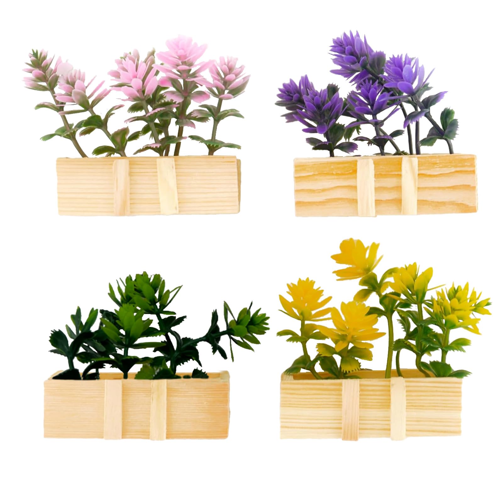 Aimants Frigo Fleurs En Bois - Lot De 4 Magnets Décoratifs Panier De Fleurs, Magnets Réfrigérateur Charmants Pour Cuisine, Bureau, École Et Tableaux Blancs (Type A)
