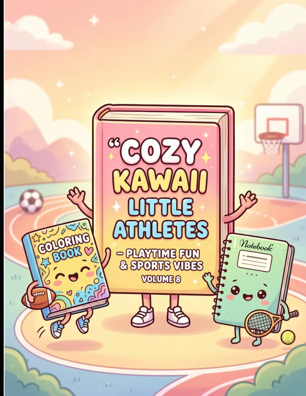 Cozy Kawaii Little Notebook + Coloring Book Athletes Volume - 8: Playtime Fun & Sports Vibes