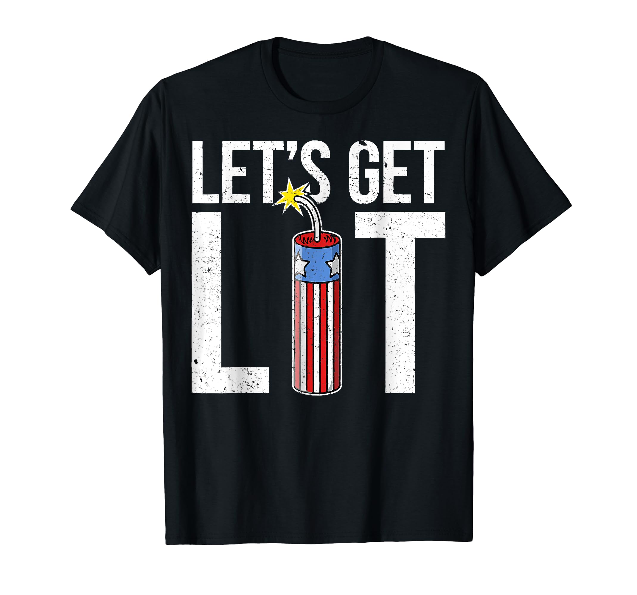 Let's Get Lit ShirtFunny July 4th Shirts Fireworks USA Flag T-Shirt