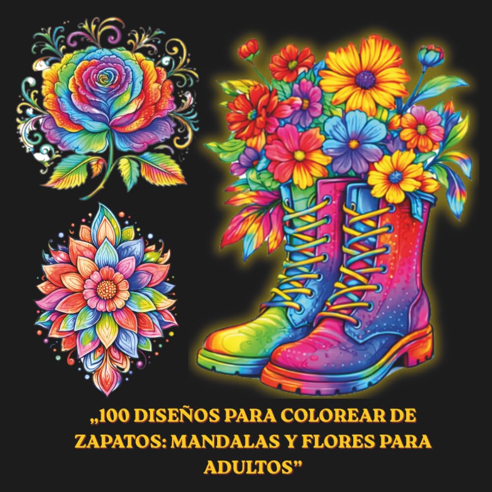 „100 Diseños para Colorear de Zapatos Mandalas y Flores para Adultos”: Relajante 100 - Gigante libro de colorear