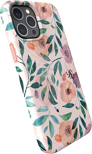 Speck Productos Presidio Edition - Funda para iPhone 12 Pro Max, color blancorosa rosadorosas acuarela