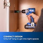 Kreg 20V Perceuse compacte de 1/2" d'Ionic Drive 20V Chargeur d'ions bleus & 2Ah Pile Pack - Perceuse professionnelle sans fil avec conception compacte - pour le travail du bois & Tous les jours DIY Demandes - KPTBDR050A