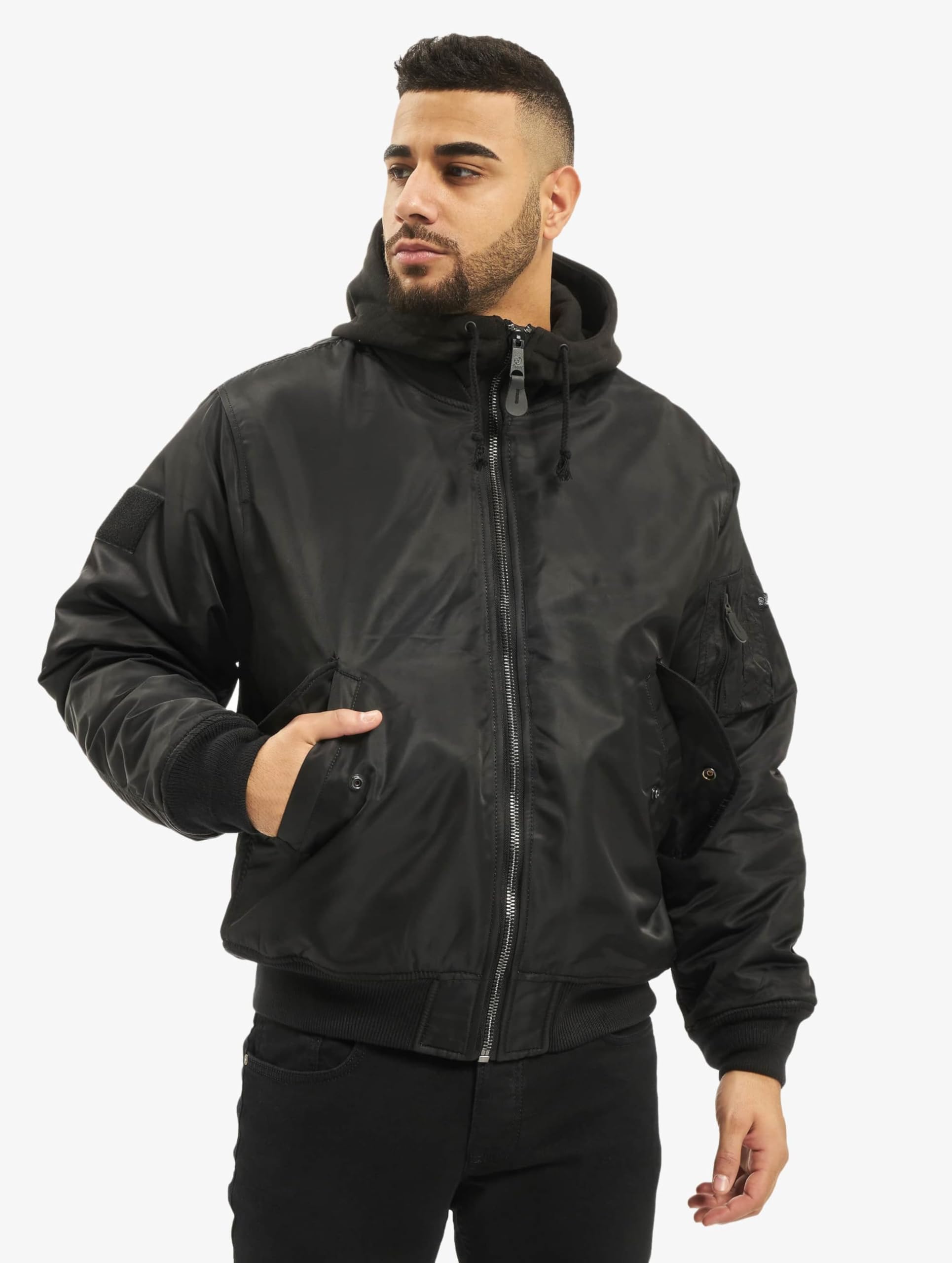 Brandit MA1 Sweathood Uomo Giacca Bomber nero 100% nylon
