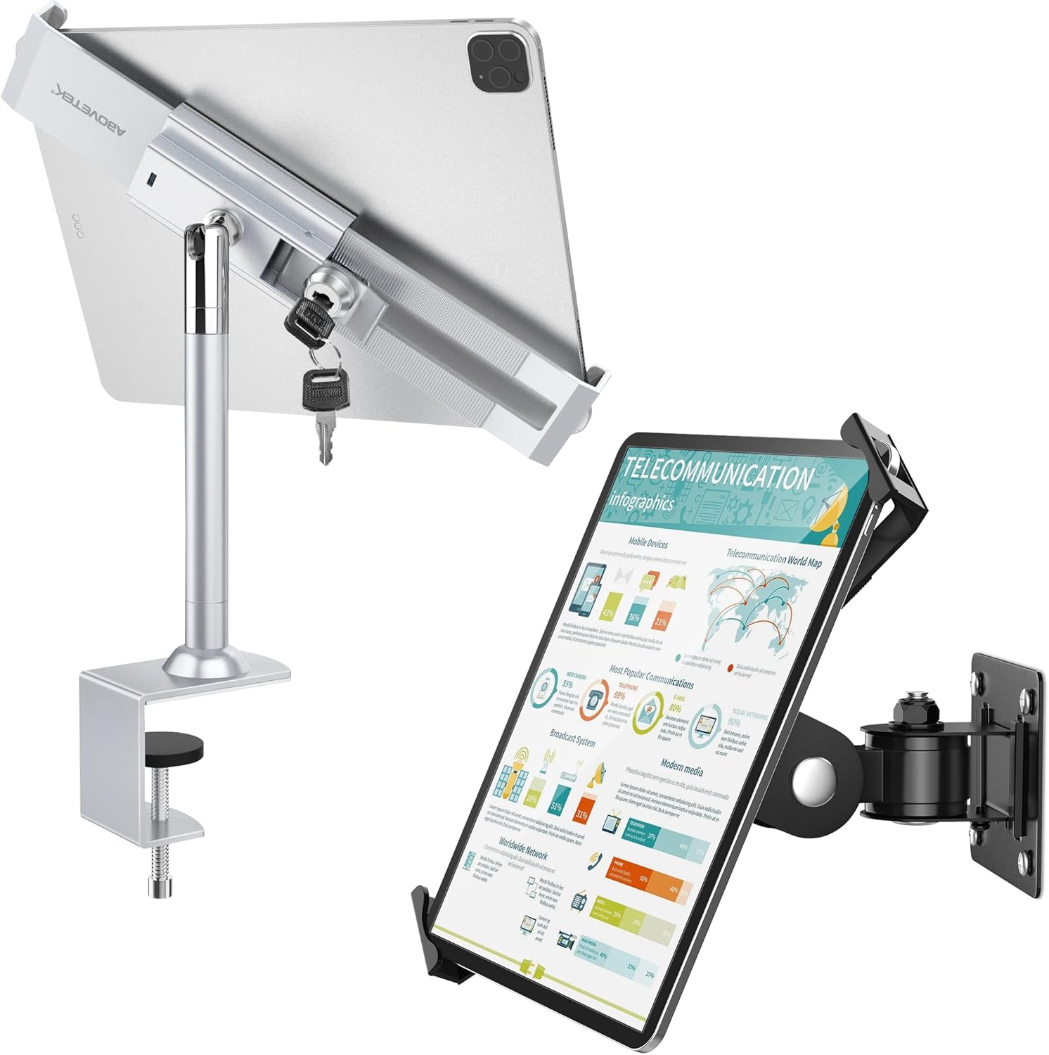 AboveTEK TH248B Tablet Wall Mount Bundle with TH518S Anti
