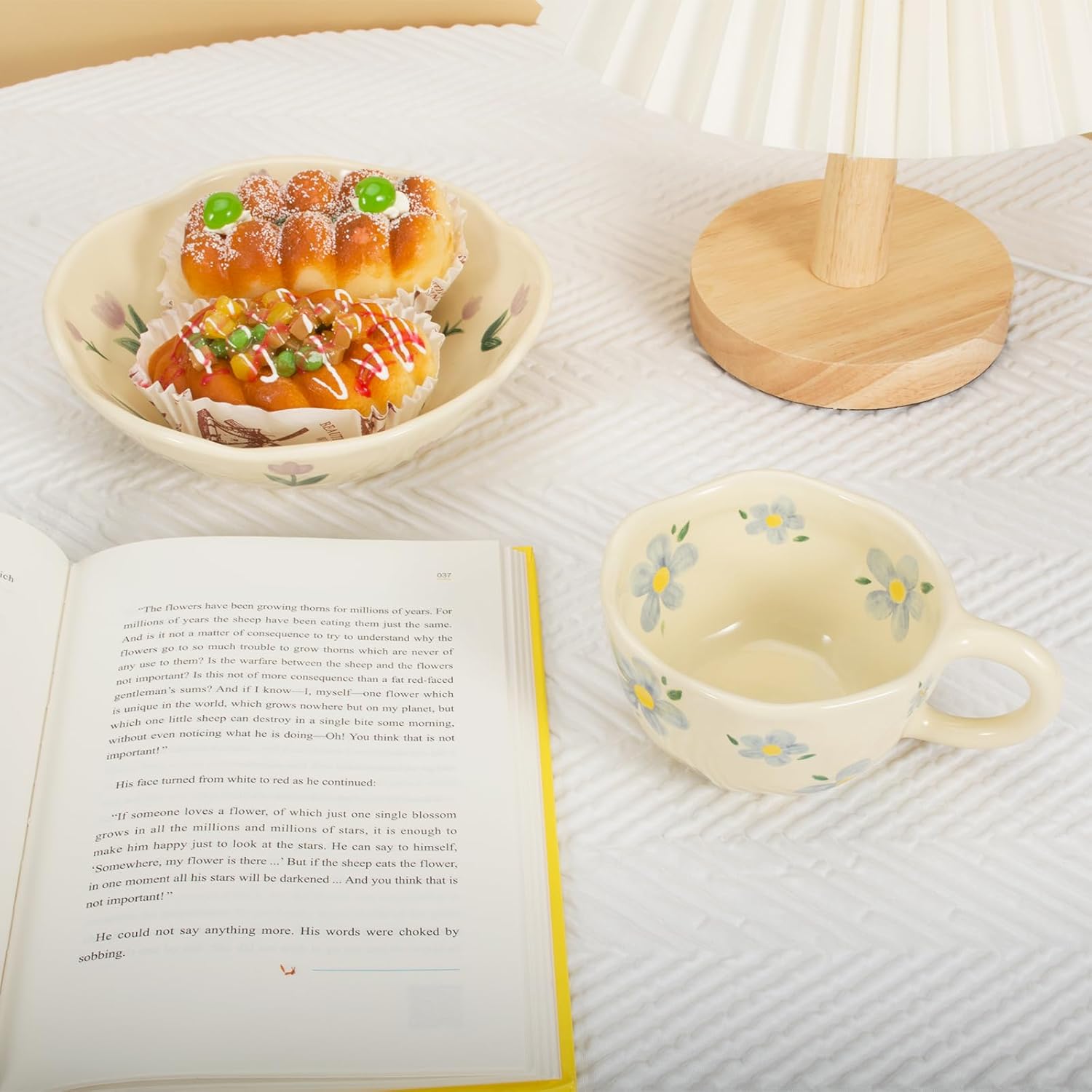 Koythin 2-Pieces Ceramic Coffee Mugs, Creative Cute Flower Cup for Office and Home, 8.5 oz/250 ml Aesthetic Mug for Latte Tea Milk (2 Blue Flower) - Image 8