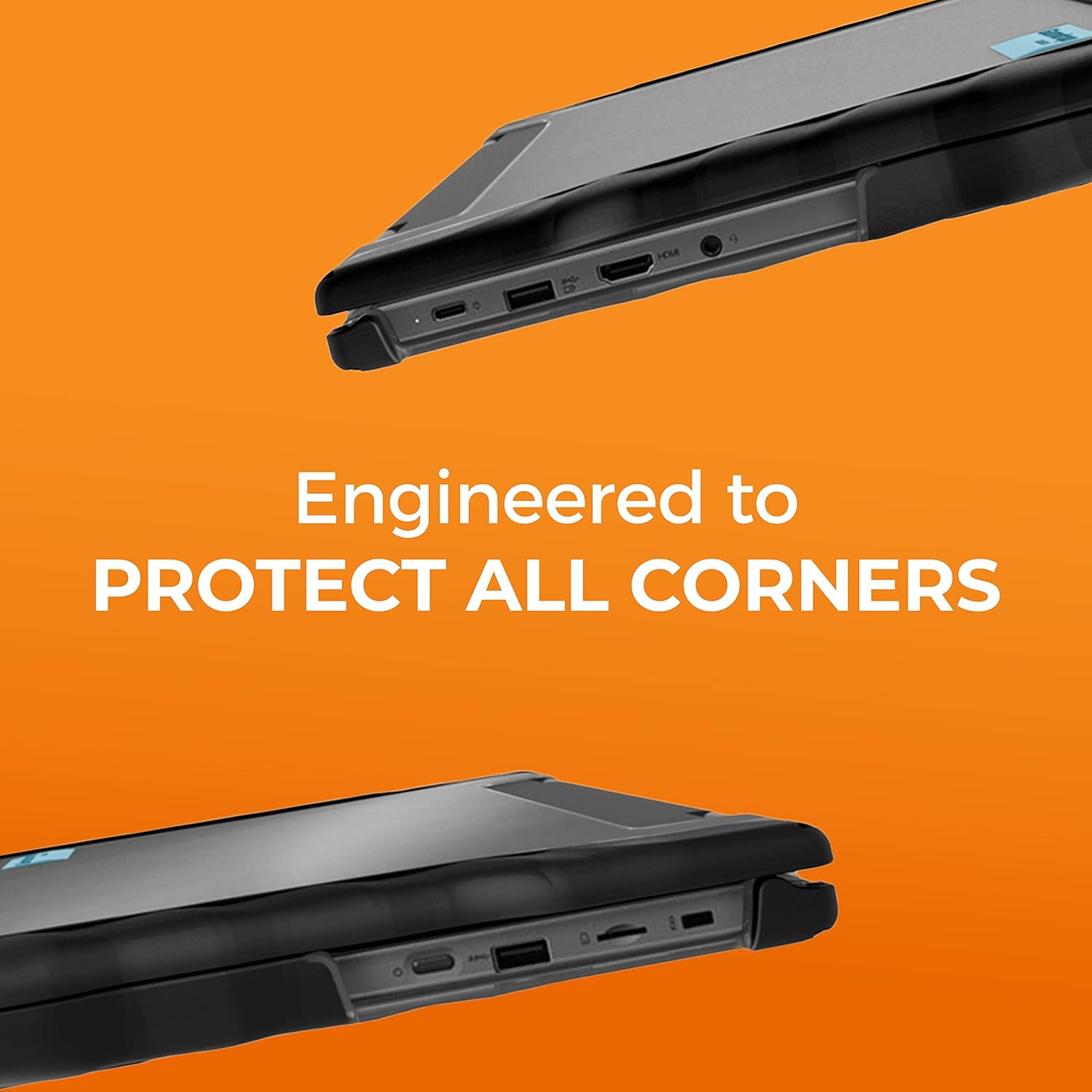 Gumdrop DropTech Laptop Case Fits Lenovo 100e Chromebook 2nd Gen MediaTek (MTK) for K-12 Students Teachers and Classrooms Drop Tested Rugged Shockproof Bumpers for Reliable Device Protection Black