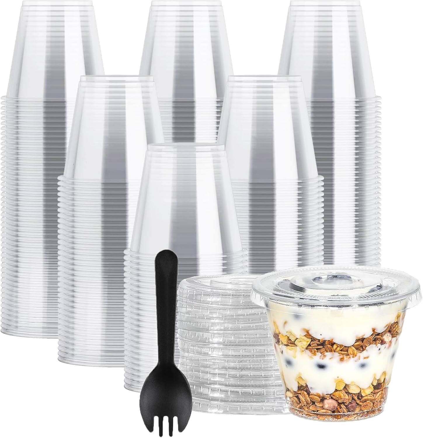 50 Pack Dessert Cups, 9 OZ Clear Plastic Dessert Parfait Cup for Party Small Round Serving Appetizer Cups Fruit Ice Cream Pudding Yogurt Jello Shot Cake Cup Bowls