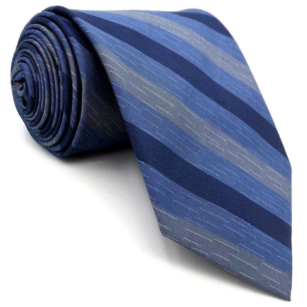 Shlax&Wing Stripes Blue Mens Necktie Silk Tie Set Business Fashion Skinny Extra Long XL