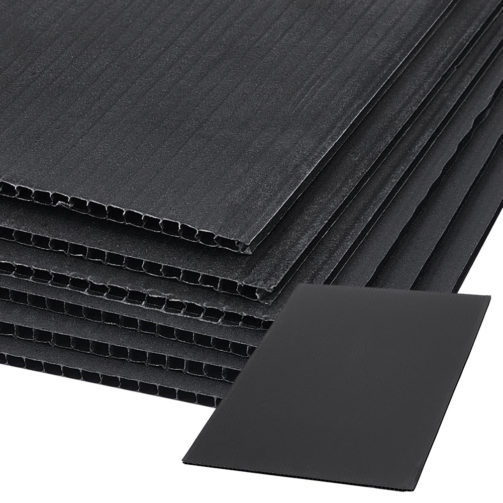 BENECREAT 10 Piezas de Placas de Plástico Corrugado Negro, Señales de Jardín en Blanco Resistentes de 30x20cm, Tablero de Señalización Impermeable de 3mm para Señales de Venta de Casas