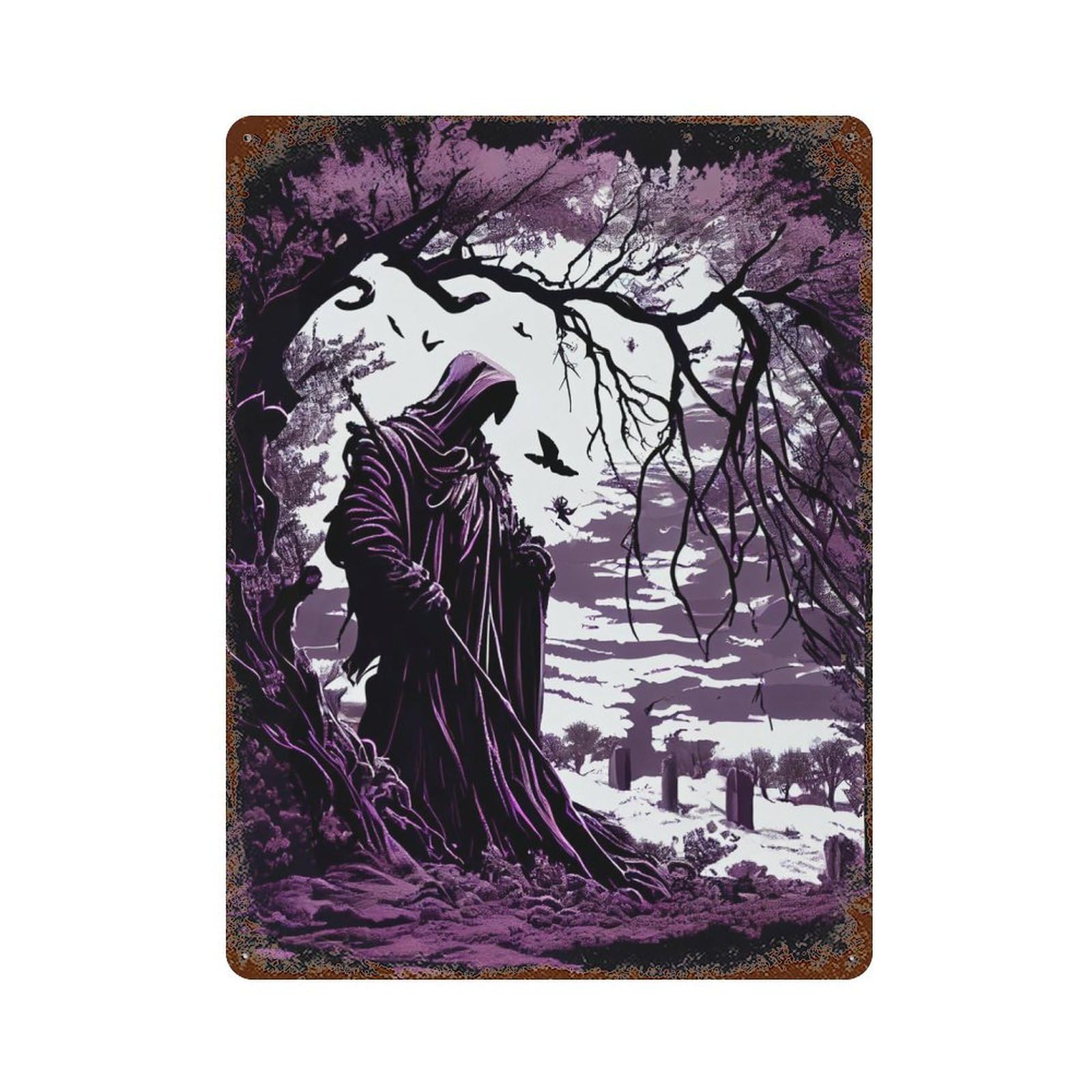 Death in Lilac Vintage Rust Metal Sign 15.7"x11.8", for Basement, Hobby Room And Garage Decor, Farmhouse Wall Decor