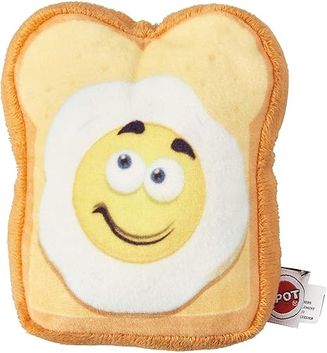 Fun Food Eggs On Toast - Juguete de peluche suave para perros de 4.75 pulgadas