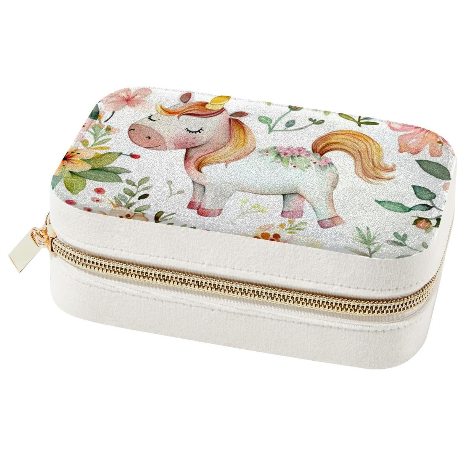 Boîte à bijoux licorne pour fille et voyageuse - Mini coffret rose portable pour bague