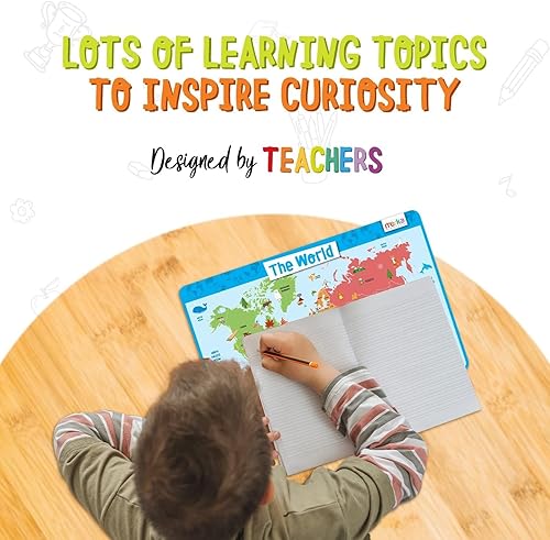 Miniatura 8 de merka Manteles individuales infantiles con mapa del mundo para niños, para mesa de comedor, Atlas Mundial, mapa, países, continentes y océanos,