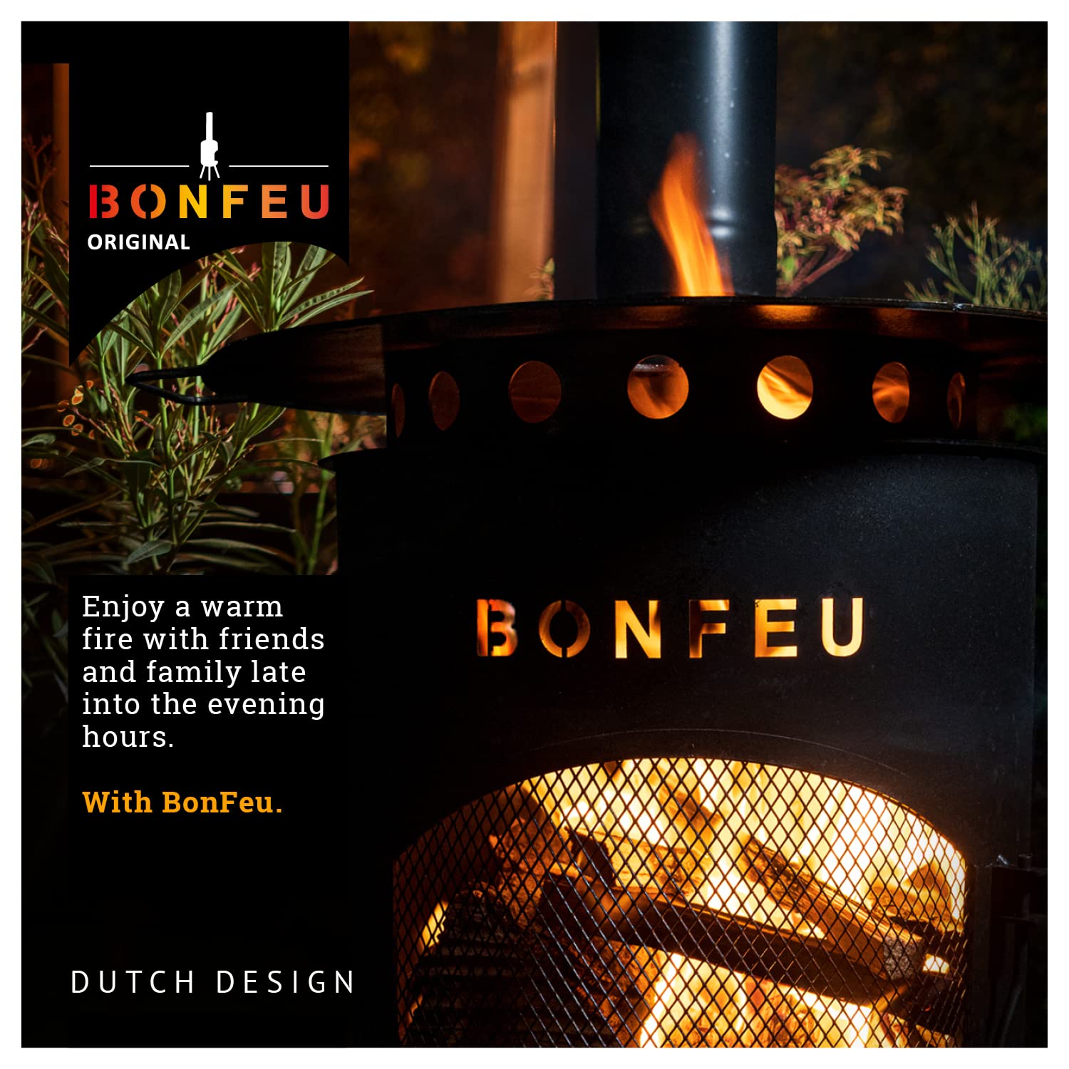 BonFeu BonGiano SP Óxido - Estufa de Leña Exterior - Chiminea Exterior - 30x30x142 cm