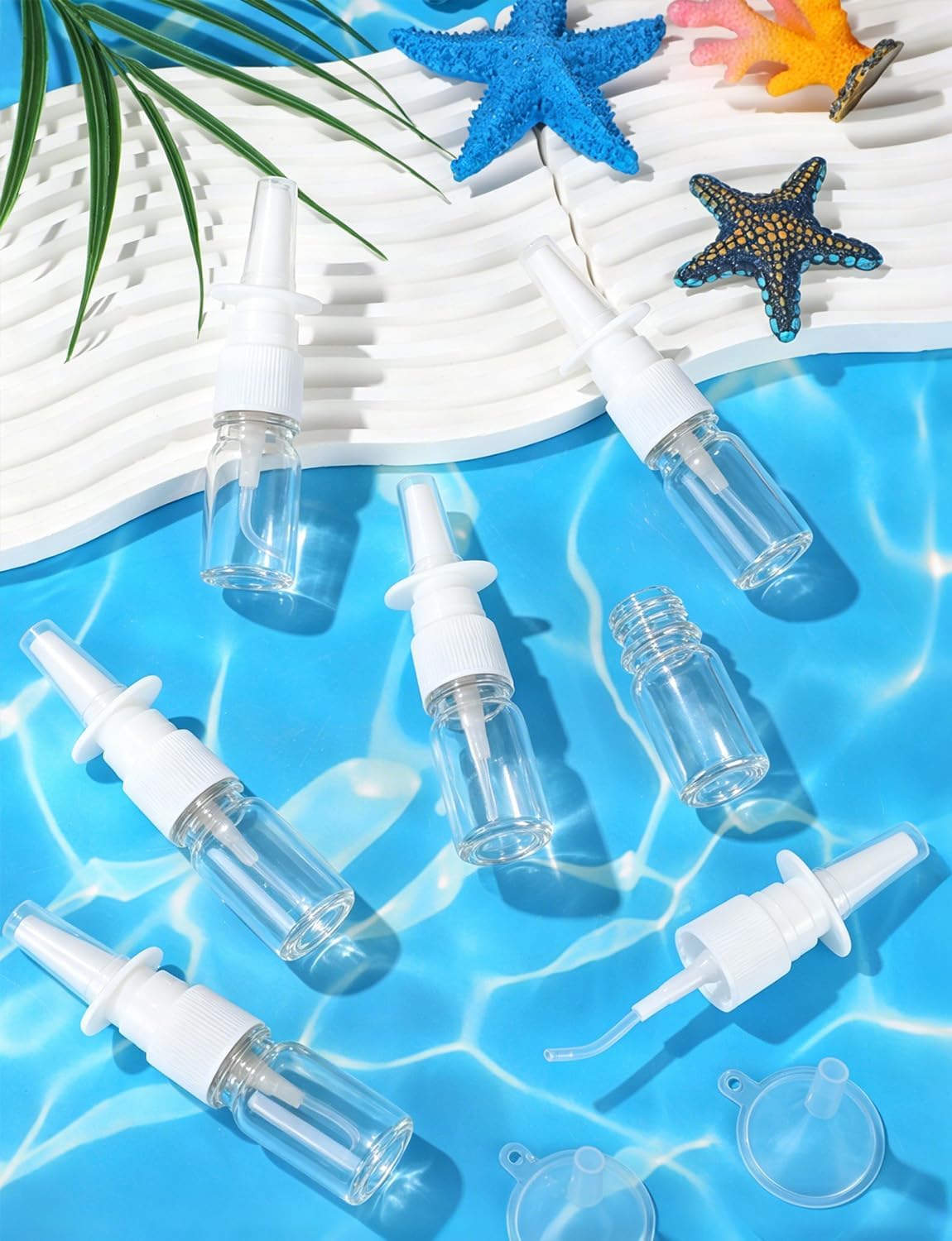 10 Pcs Nasal Spray Bottle Glass Empty Refillable, 5ML/0.17OZ