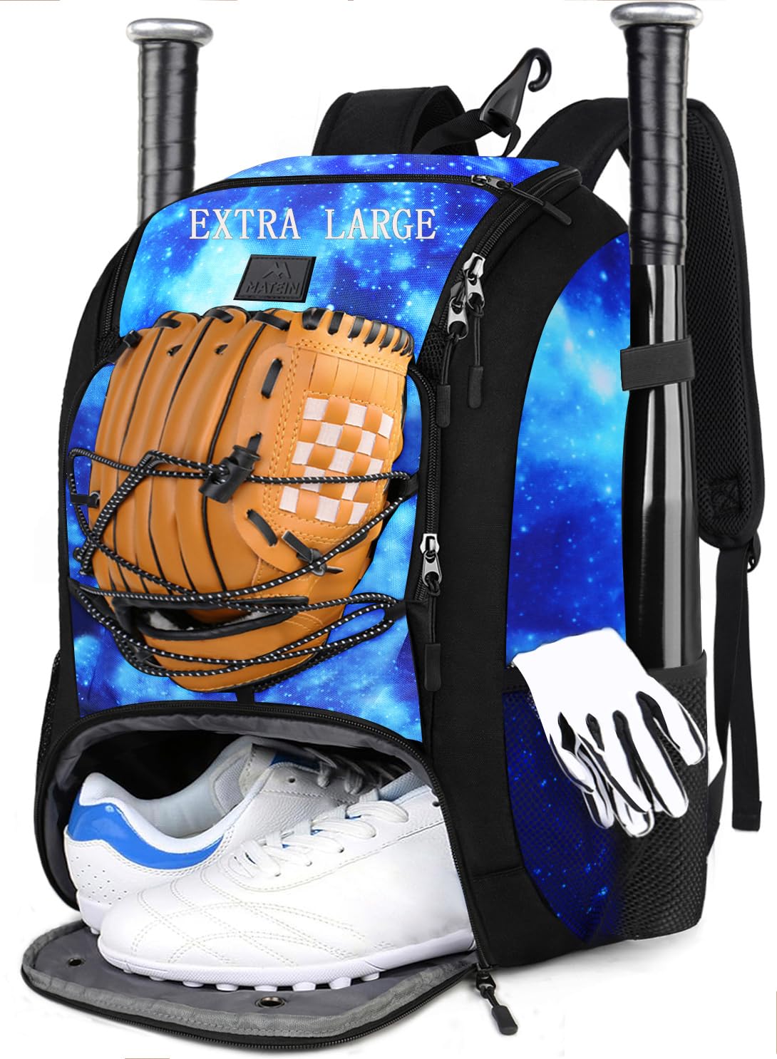 MATEIN Baseball Backpack, Softball Bat Bag with Shoes Compartment for Youth, Boys and Adult, Lightweight Baseball Bag with Fence Hook Hold TBall Bat, Batting Mitten, Helmet, Caps, Teeball GearOEKO-TEX STANDARD 100