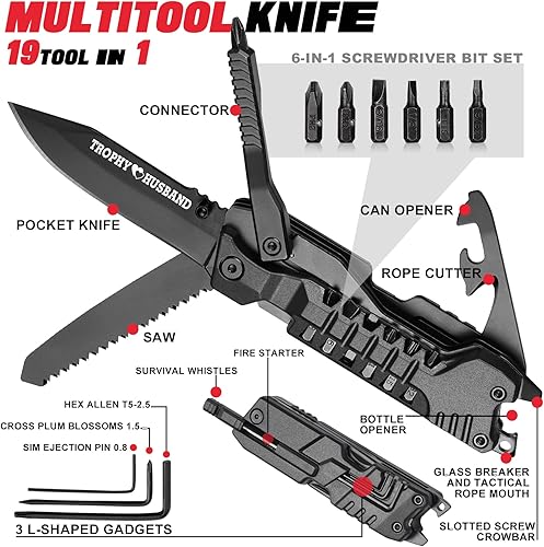 Miniatura 2 de Regalo para marido, cuchillo multiherramienta 19 en 1, regalos para marido, día de San Valentín, Navidad, aniversario, regalos para marido de parte