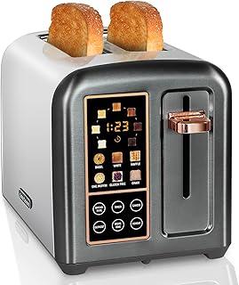 SEEDEEM Toaster 2 Slice, Stainless Steel Bread Toaster with Touch LCD Display, 50% Faster Heating Speed, 6 Bread Selection, 7 Shade Settings, 1.5'' Extra Wide Slots Toaster