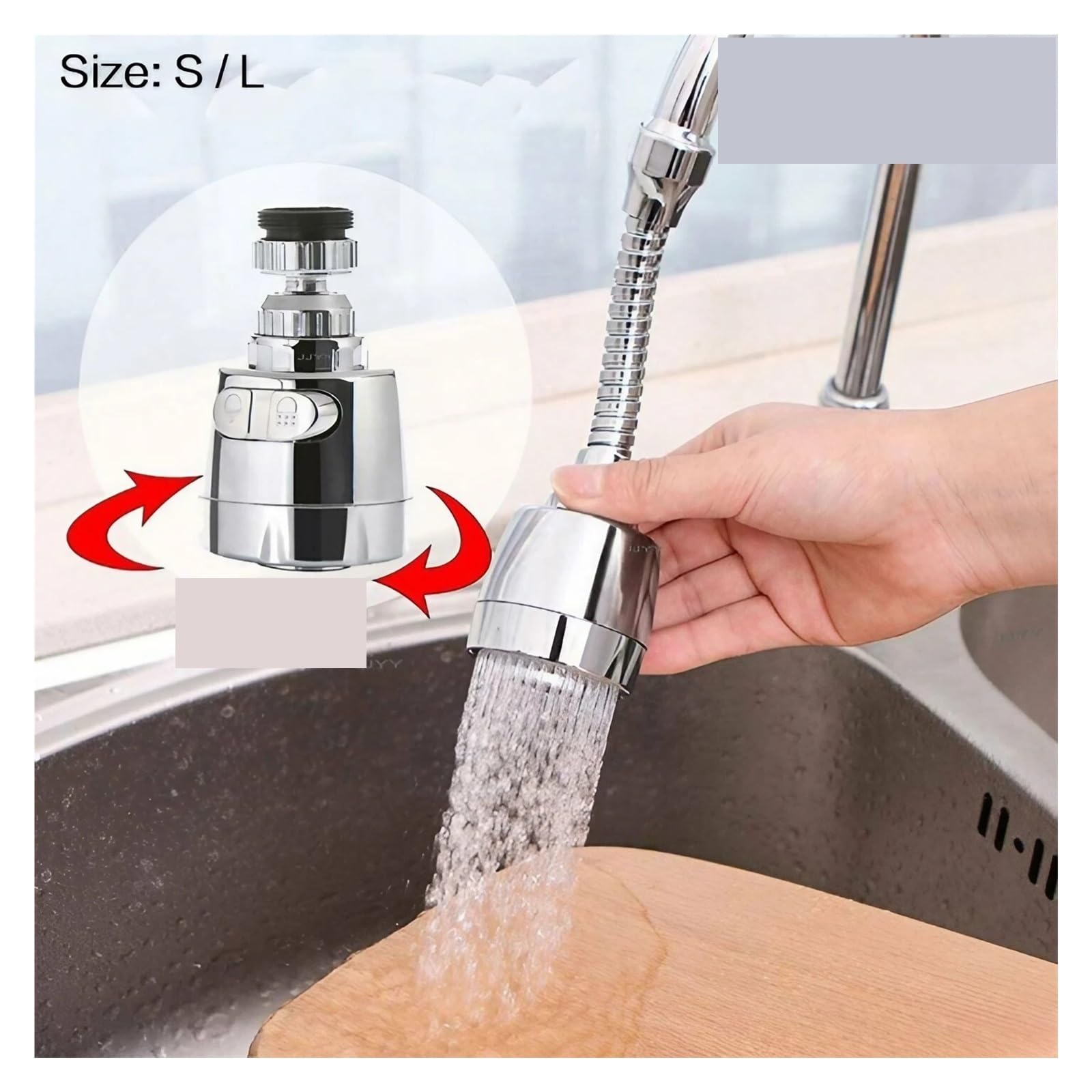 Grifo Universal de 2 uds., grifo giratorio 360 ​​grados, punta filtro, burbujeador agua, economizador, suministros cocina para Fregadero(8 * 5cm)