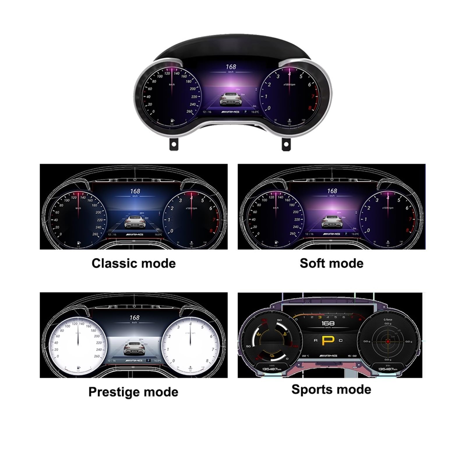 Quadro strumenti digitale da 12,3" compatibile con Benz G W460 2012-2018 LCD Tachimetro Cruscotto Sistema LINUX 1:1 Recupero