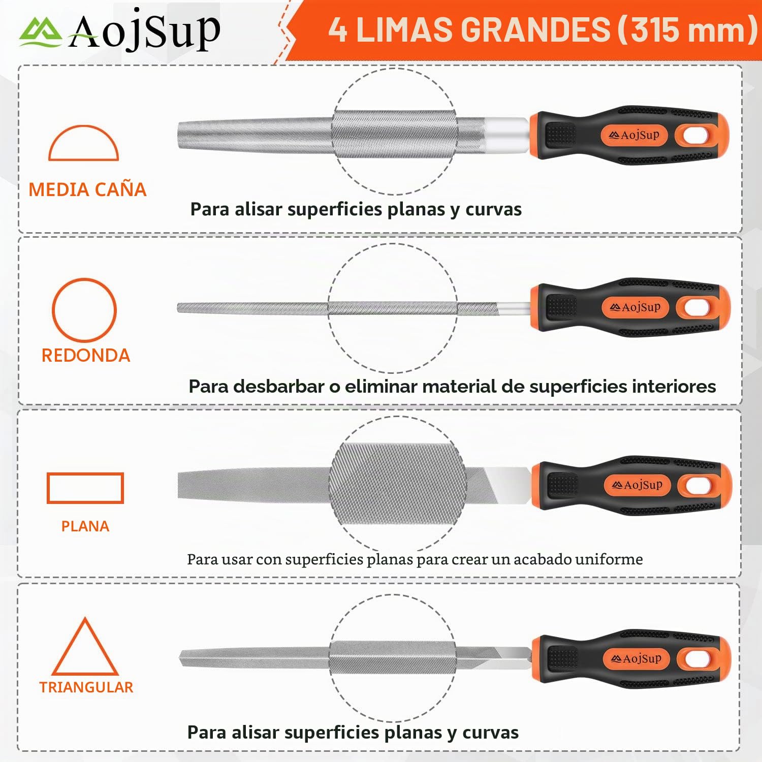 18Pcs Juego de Limas y Escofinas, Juego de Limas Multiusos en Incluye 4 Limas (Plana/Triángulo/Semirredondas/Redondas) y 12 Limas de Agujas, Para Lijar Madera, Metales