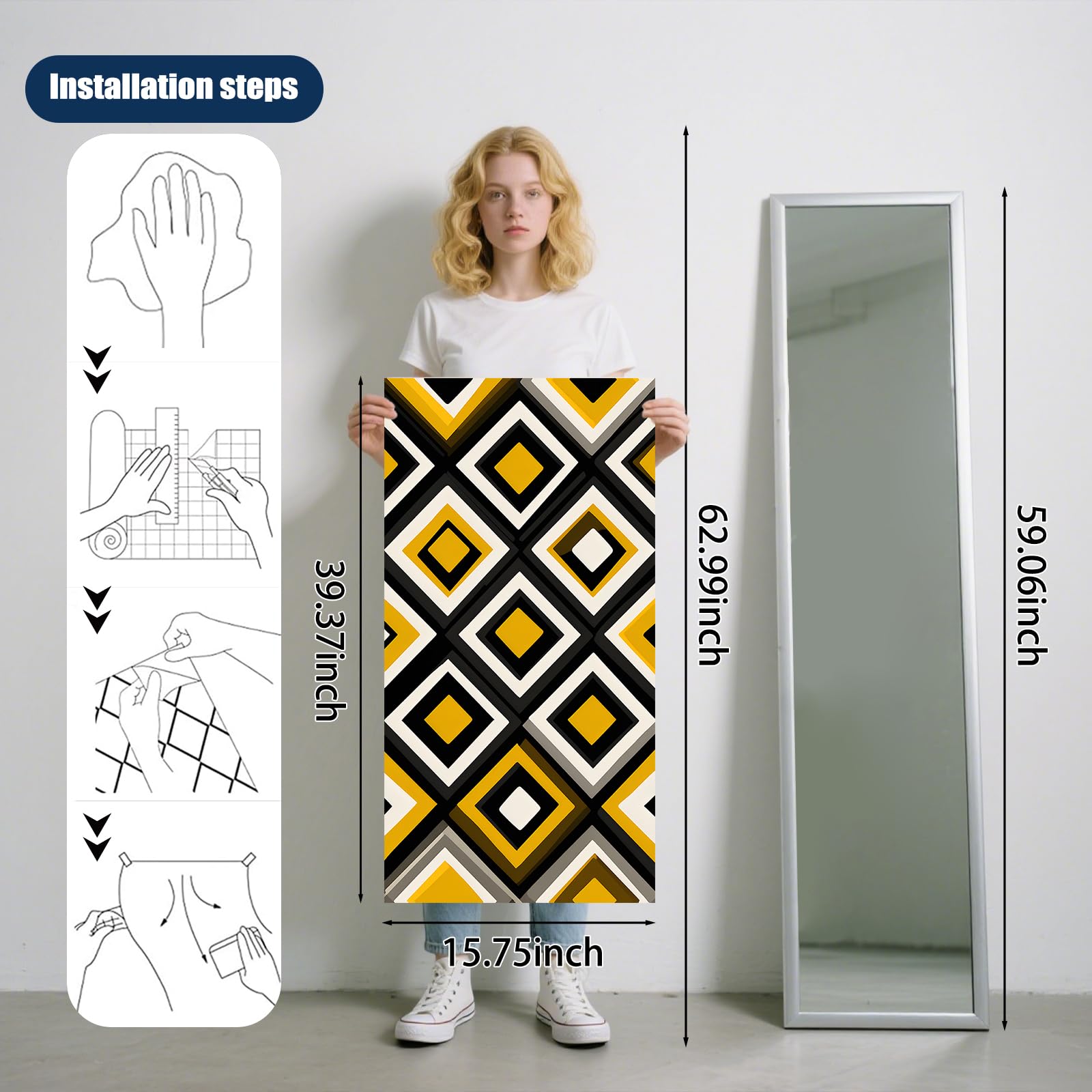 Nuxovilar Tapeta z teksturowaną strukturą geometryczną diamentową, odklej i przyklej, 40 cm x 100 cm, samoprzylepny papier kontaktowy, wzór retro, do sypialni, salonu i dekoracji stołu