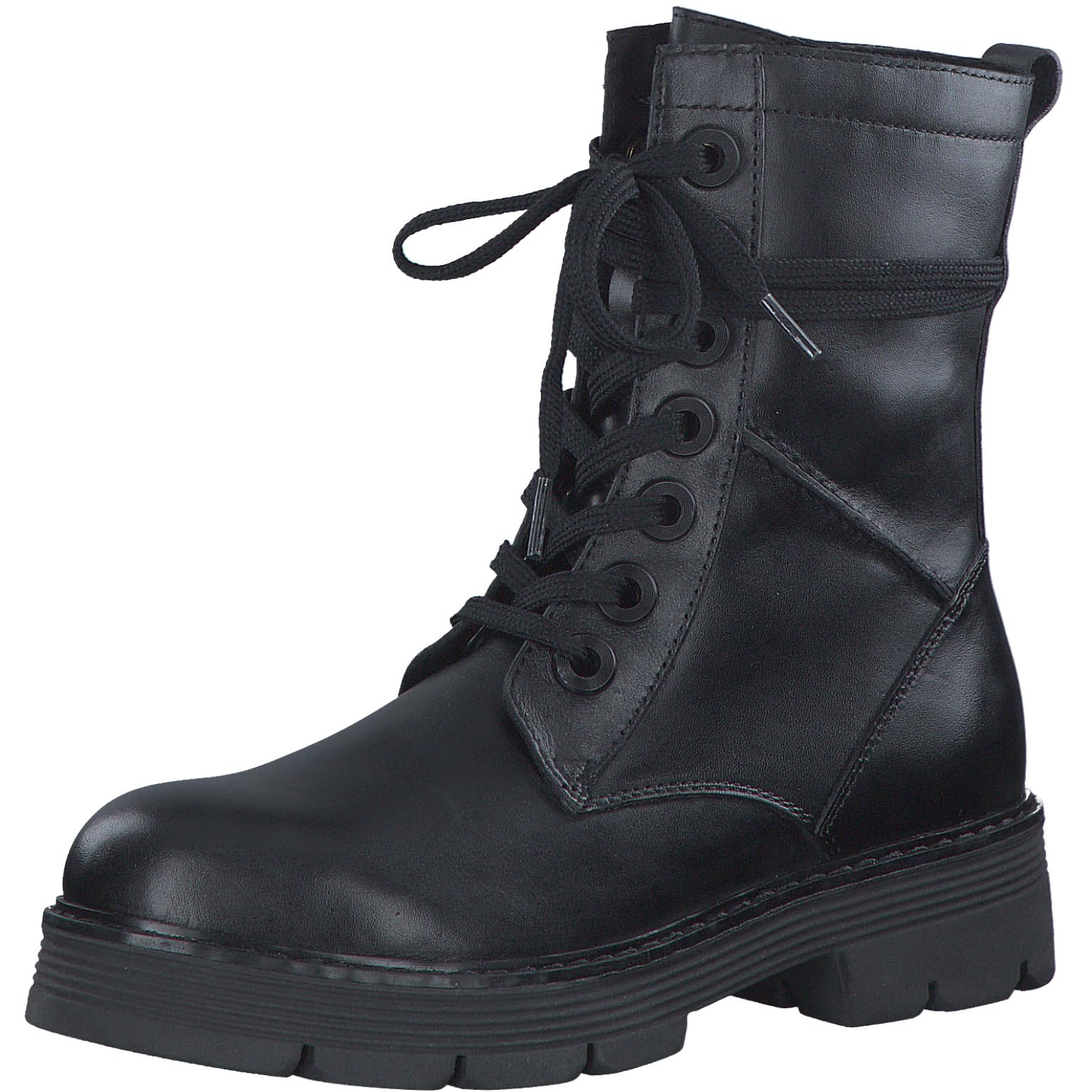 MARCO TOZZI Women's 2-25286-41 Lace Boot Flat, Black, 3.5