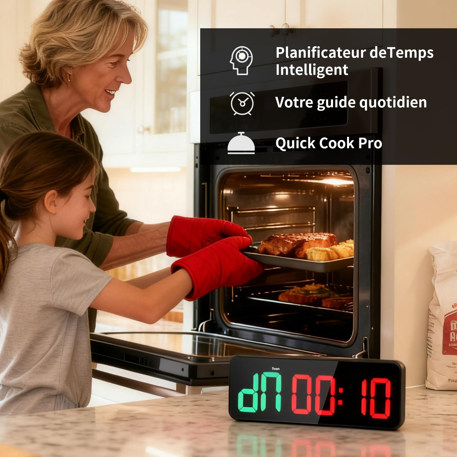 Timer Sport, Minuteur Fitness 3" Grand Ecran Time, 12/24 Heures Horloge Murale Numérique LED, Chronomètre avec Télécommande, Minuteur d'intervalle, Time pour Salle de Sport Garage à Domicile