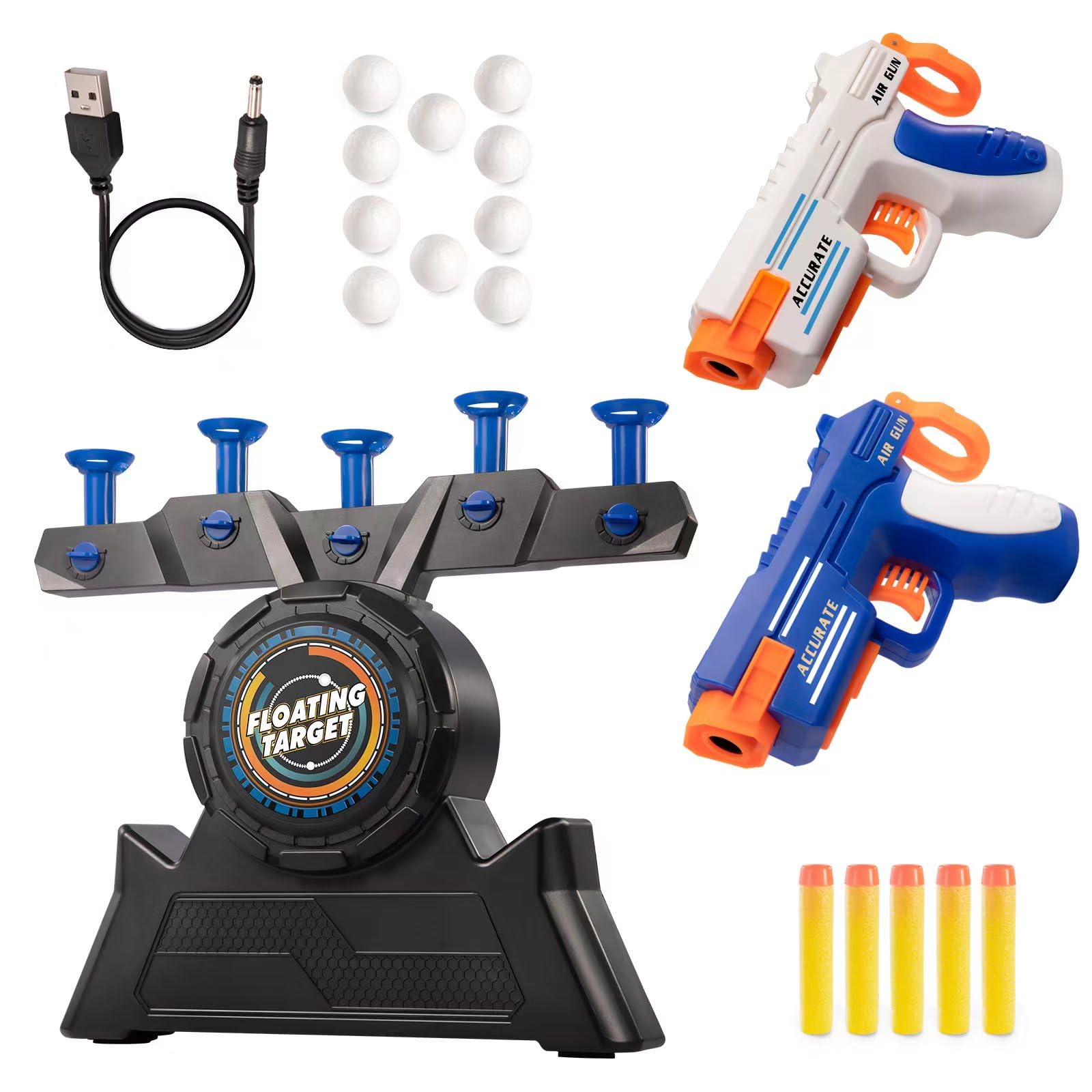 Shooting Game Toy for Kids with Floating Foam Balls Target, 2 Soft Bullet Blasters and 10 Nerf Compatible EVA Bullets, Fun Competition Game for Boys and Girls