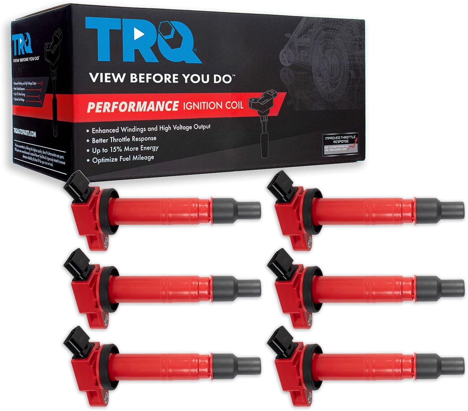 TRQ Performance Ignition Coil Set — 6-Piece High-Temperature Epoxy