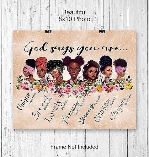 Miniatura 4 de Black Wall Art - Inspirational Bible Verse Religious Wall Decor - African American Women, Black Woman, Girls, Teens - Christian Scripture Poster -
