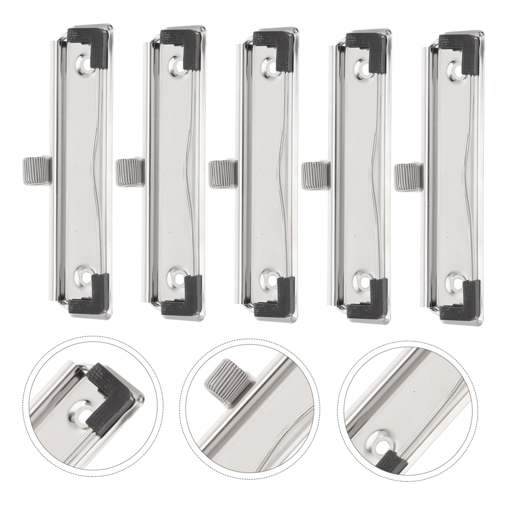 LALAFINA Clip Design Minimalista in Metallo Argento 5 Pezzi per Portablocco Multifunzionale Meccanismo di Serraggio Forte per Scuole e Case