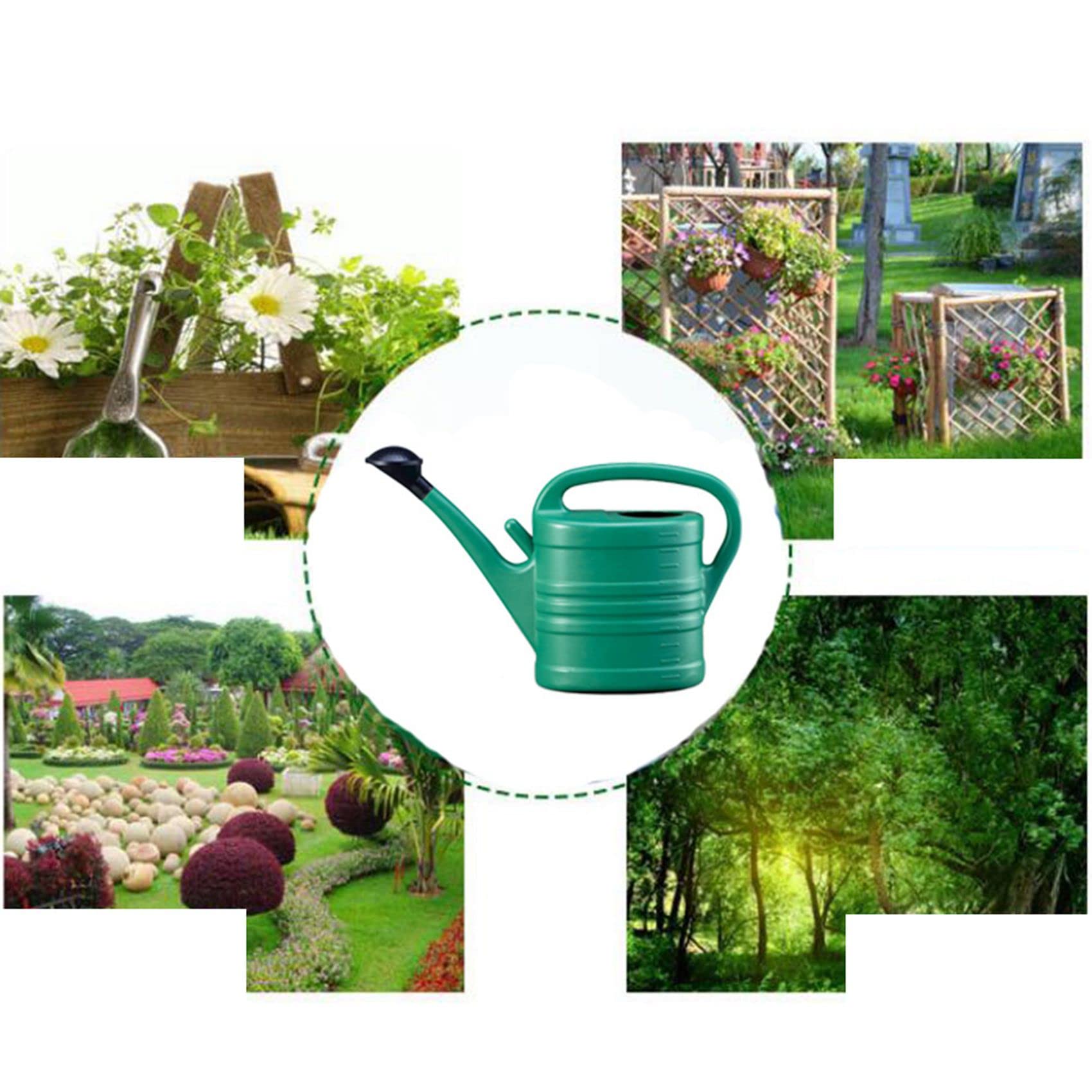 2X Arrosoir avec Verte 10 litres 2 Gallons de Bouteille d'eau de Fleur de Jardin avec Poignée Longue Bouche