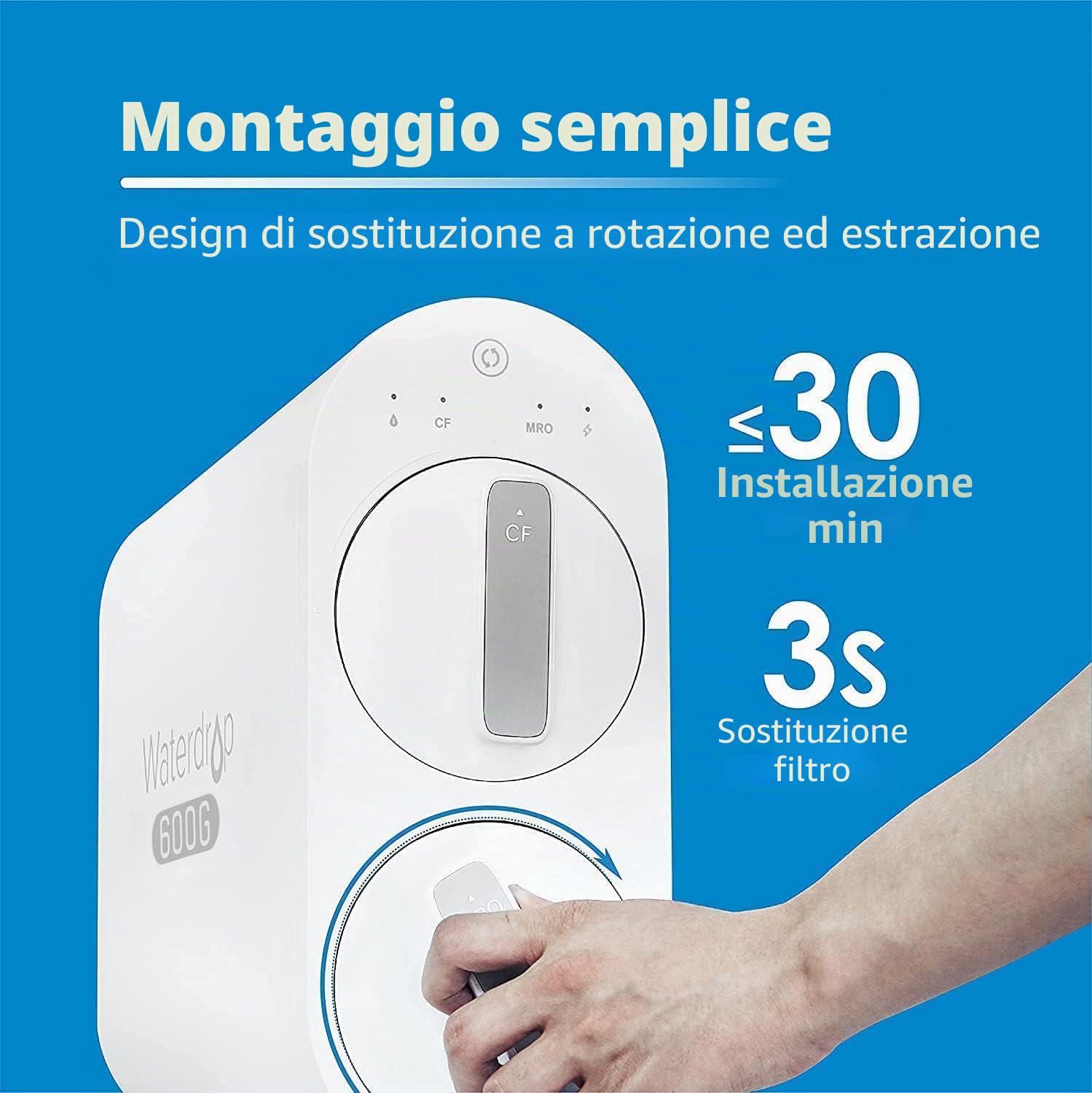 Waterdrop Filtro WD-G2P6MRO, ricambio per sistema di osmosi inversa WD-G2P600-W