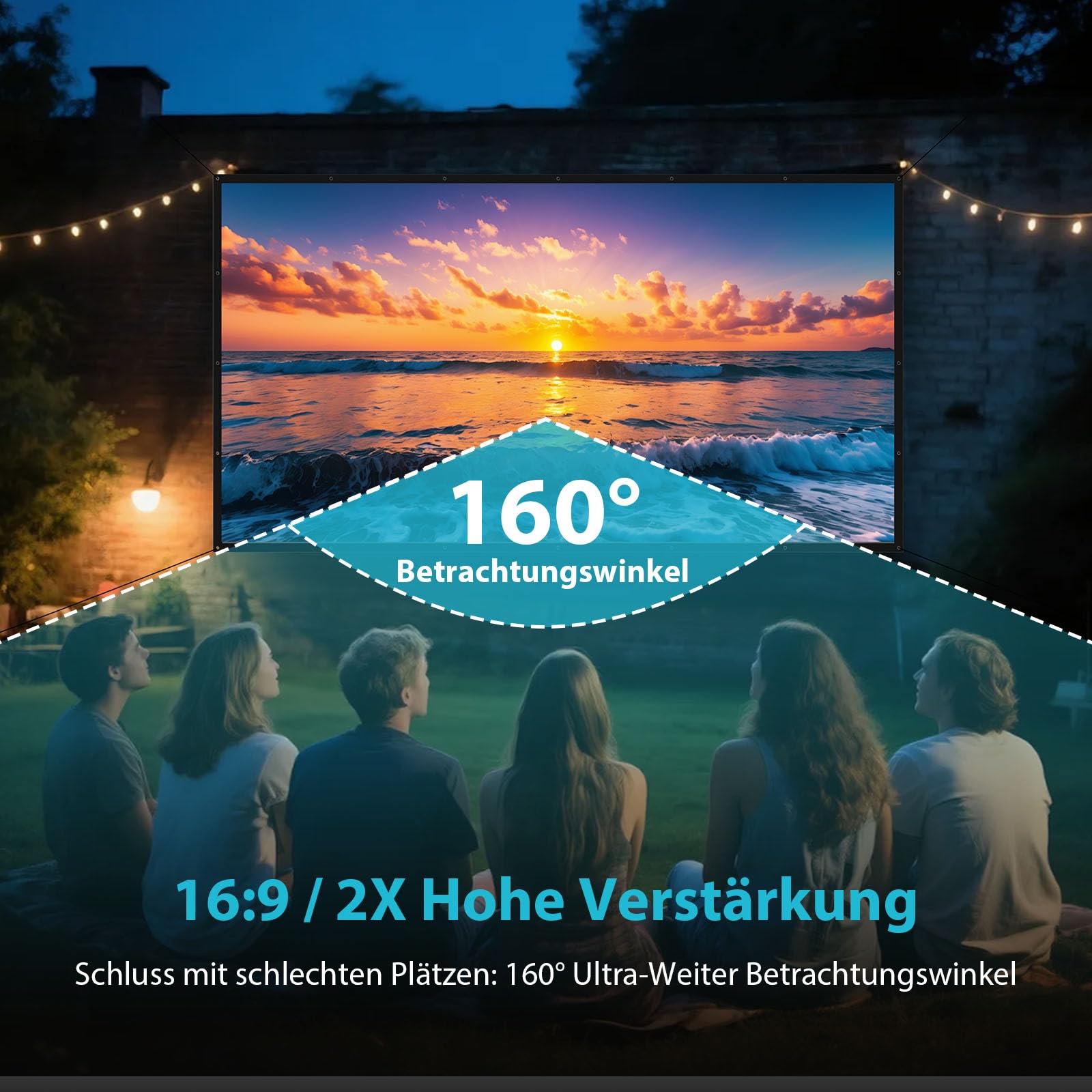 Beamer Leinwand 60 Zoll Outdoor: LEORFI Verbessert Schwarzer Hintergrund Schwarz undurchsichtig - Tragbare Projektionswand Indoor - Projektor Leinwand Faltbar Waschbar für Heimkino - mit Tragetasche