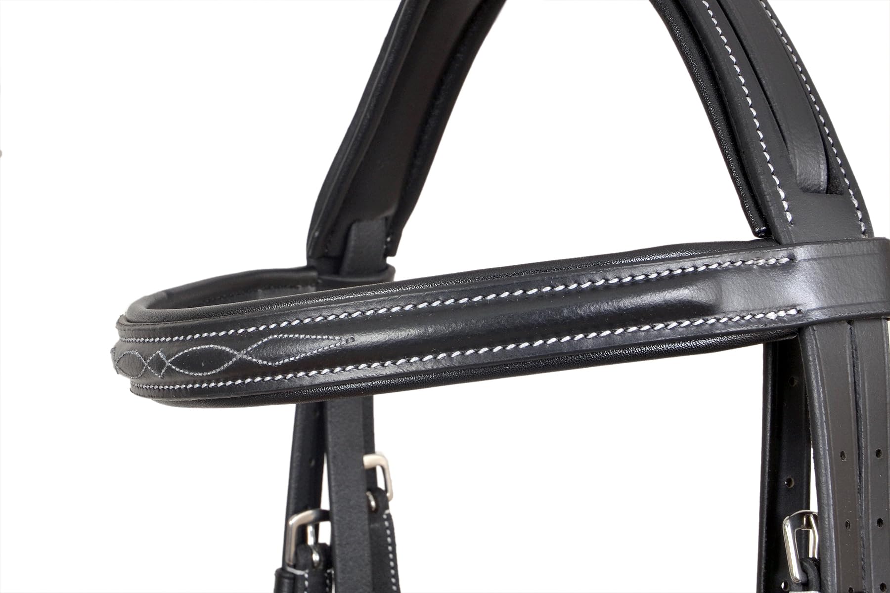 CHALLENGER Horse English All-Purpose Fancy Stitch Black Leather Flash Bridle 803MIB01BK