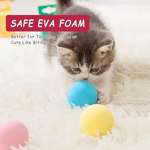 Miniatura 5 de Pelotas de juguete para gatos con sonido, juguetes para gatos con hierba gatera, 3 bolas de juguete rodantes de EVA, juguetes interactivos para