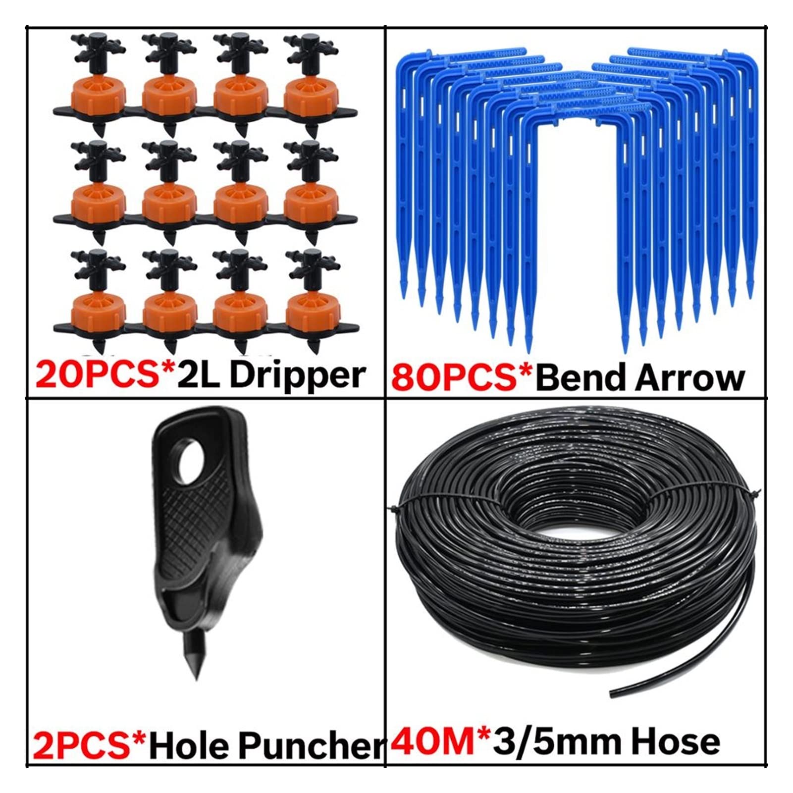 Zestaw do nawadniania kropelkowego 2 l system nawadniania kropelkowego 4-kierunkowy system nawadniania strzałka kroplujący mikroprzepływ doniczka sadzenie 3/5 mm wąż szklarnia 5-50 zestawów (kolor: KSL01-KIT129-2L-50M)