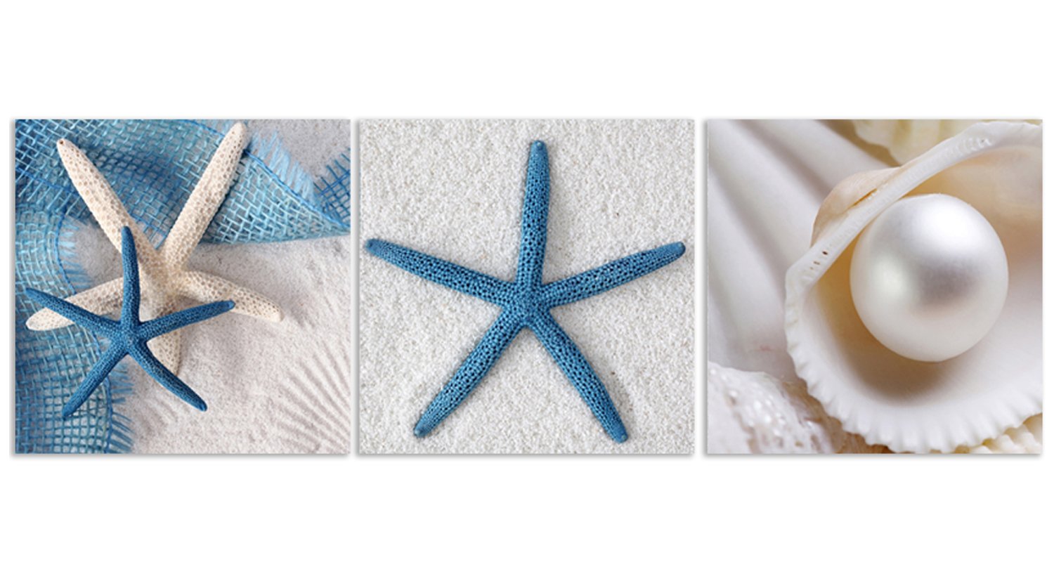 Stampe Su Tela Da Parete 3 Pezzi – Tema Spiaggia Con Sentiero Marino E Recinzioni – Decorazione Artistica Per Camera Da Letto E Bagno – 30x30 Cm - 2