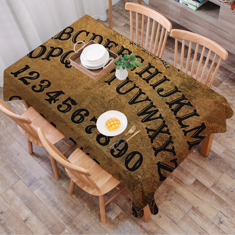 Dalexhm Planchette Of Ouija Board On Wooden Texture. - A10 Table Cloth Wipe Clean Rectangular, Wipeable Tablecloths,Dining Table Cover For Kitchen Outdoor Garden Table,Planchette Of Ouija Board On Wooden Texture. Poster With Game Of Ghosts.,54X72 In