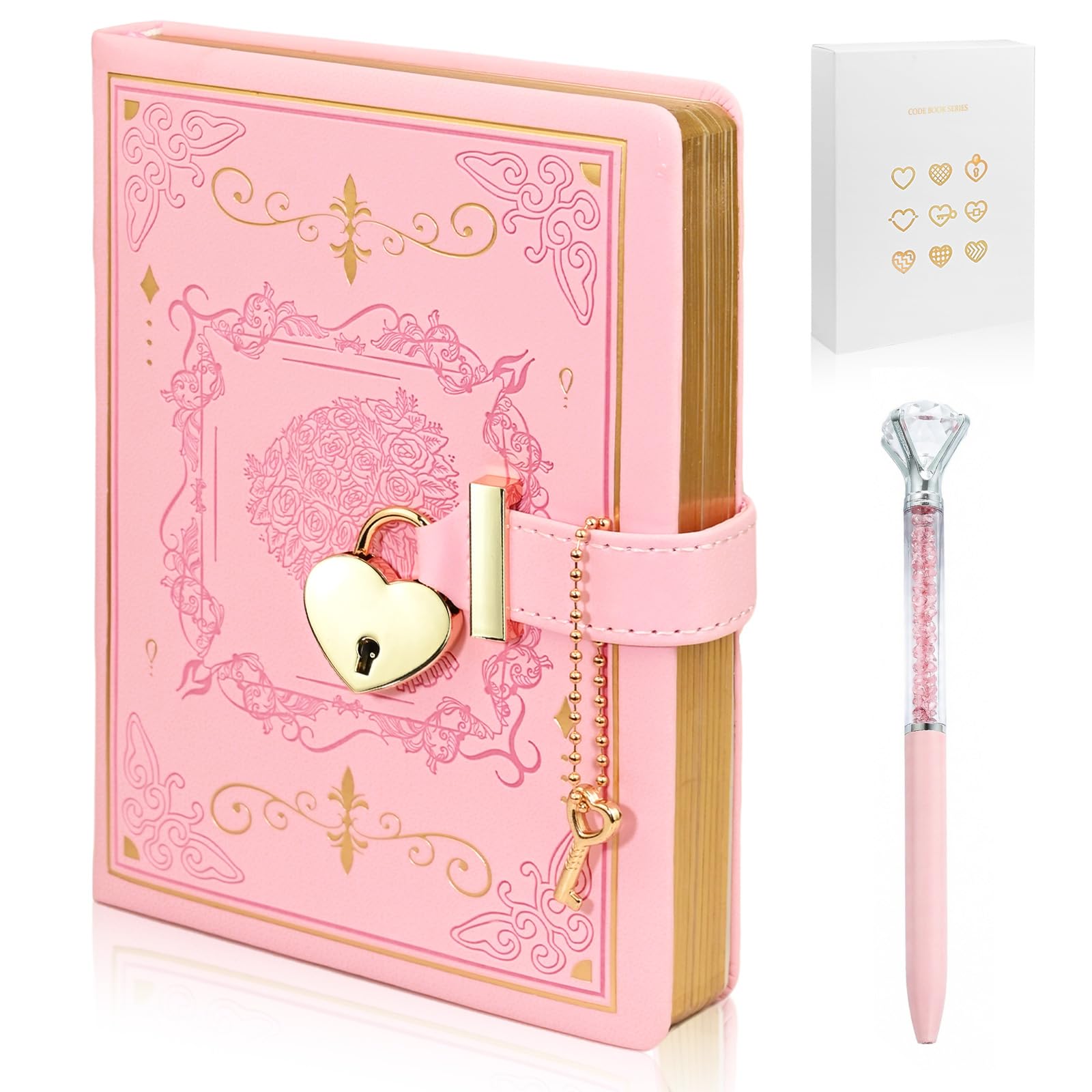 Diary with Lock for Girls Women B6 PU Leather Notebook with Lock, Lockable Diary Girls Diary