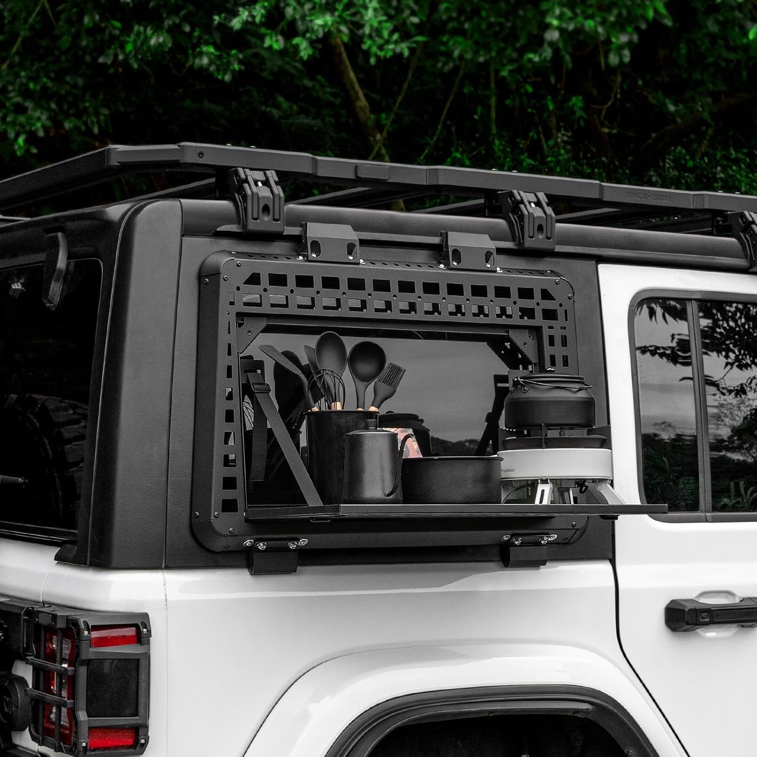 Rear Side Window MOLLE Panel – Rear Window Organizer for MOLLE Accessories, Tactical Modular Storage Panel for Jeep Wrangler JL 2018–2025 Accessories, Passenger Side