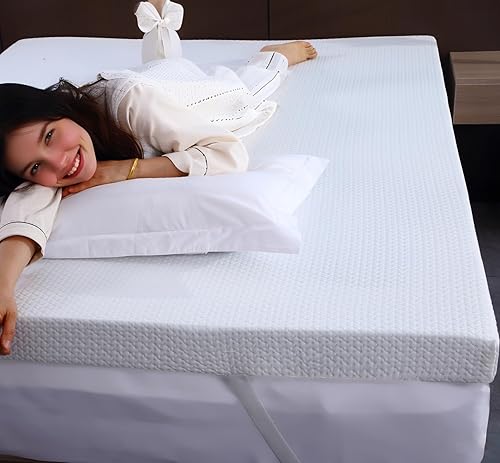 Cubrecolchón individual XL, cubrecolchón de espuma viscoelástica de alta densidad de 3 pulgadas, cómodo y refrescante, cubrecolchón de cama con